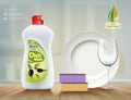 Dishwashing soap with olive oil. Plastic bottle with label design Royalty Free Stock Photo