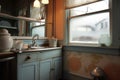 dishwater drain with reflection of kitchen window Royalty Free Stock Photo