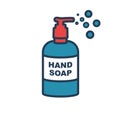 Disinfectant flat icon. Liquid soap in plastic pump bottle Royalty Free Stock Photo