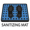 Disinfectant mat. Sanitizing mat. Color antibacterial entry rug. Disinfecting carpet for shoes. Sterile surface. Vector