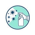 Disinfectant Spray on Coronavirus Icon Retro Royalty Free Stock Photo