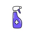 Disinfectant spray, hand sanitizer doodle icon, vector illustration