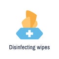 Disinfectant wipes isolated icon. Cleaning napkin.