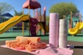 disinfectant wipes beside playground equipment