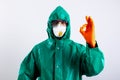 Disinfectant worker keeping everything under his control stock photo Royalty Free Stock Photo