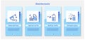 Disinfectants types onboarding mobile app page screens. Preventing virus spread concepts set