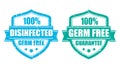 Disinfected area sign, germ free guarantee label Royalty Free Stock Photo