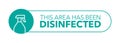 Disinfected area vector sticker label sign. Royalty Free Stock Photo