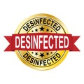 Disinfected gold vector label isolated on white background