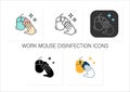 Disinfecting computer mouse icons set Royalty Free Stock Photo