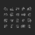 Disinfection chalk white icons set on black background Royalty Free Stock Photo