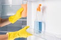 Disinfection and cleaning inside the refrigerator with a special agent