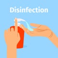 Disinfection concept.. Woman washing hands