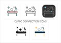 Disinfection in cosmetology clinics icons set