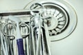 Disinfection of a dental instrument. Ultrasound sterilization of a medical instrument. Disinfection in a medical center, hospital