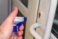 Disinfection of doors with special solutions