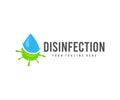 Disinfection, drop water and virus, logo design. Hygiene, cleanliness and health, vector design Royalty Free Stock Photo