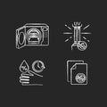 Disinfection equipment chalk white icons set on black background Royalty Free Stock Photo