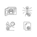 Disinfection equipment pixel perfect linear icons set