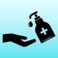 Disinfection. Hand sanitizer bottle icon, washing gel. Vector illustration