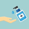 Hand sanitizer bottle icon, washing gel. Vector illustration