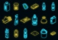 Disinfection icons set vector neon Royalty Free Stock Photo