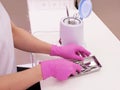 Disinfection in manicure. Manicurist disinfect