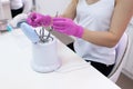 Disinfection of professional manicure tools.