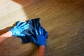 Disinfection - rag and gloved hands