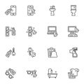 Disinfection related line icons set