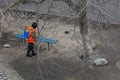 Disinfection of street benches. Moldova