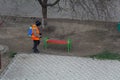 Disinfection of street benches. Moldova