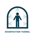 Disinfection tunnel icon. Sanitation tunnel and human figure.