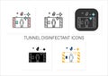 Disinfection tunnel icons set