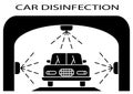 Disinfection tunnel. Sanitizing station or services. Sanitation tunnel for vehicle. Clean surfaces in a car with a disinfectant