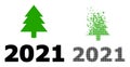 Disintegrating Dot and Original 2021 Fir Tree Icon