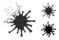 Disintegrating Dotted Covid-19 Virus Icon with Halftone Version