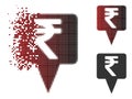 Disintegrating Dotted Halftone Rupee Map Pointer Icon