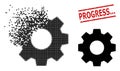 Disintegrating Pixel Gear Icon and Distress Progress... Stamp Royalty Free Stock Photo