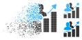 Disintegrating Pixel Halftone Audience Growth Bar Chart Icon