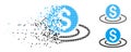 Disintegrating Pixelated Halftone Dollar Coin Area Icon