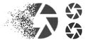 Disintegrating Pixelated Halftone Shutter Icon