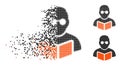 Disintegrating Pixelated Halftone Student Reading Book Icon