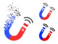 Disintegrating Pixelated Magnet Field Icon with Halftone Version