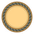 Disk with ancient Greek intertwined wave pottery motif, cream colored plate