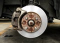 Disk brake of vehicle, Rusty brake drum without tire