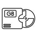 Disk gb focus solid icon outline vector. Cloud size byte