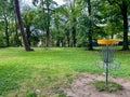 Disk Golf basket in the Park Letna, Teplice. Royalty Free Stock Photo