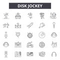 Disk jockey line icons, signs, vector set, linear concept, outline illustration