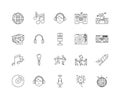 Disk jockey line icons, signs, vector set, outline illustration concept Royalty Free Stock Photo